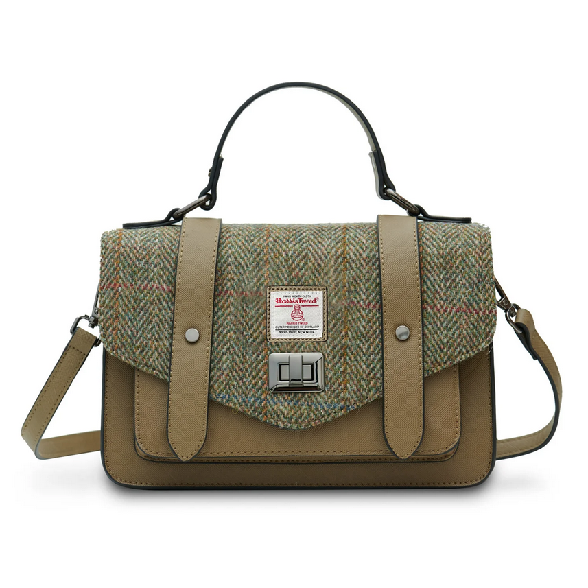 ACCESSORIES ISLANDER LARGE SATCHEL  w HARRIS TWEED  Chestnut Herringbone