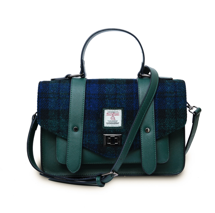 ACCESSORIES ISLANDER LARGE SATCHEL w HARRIS TWEED Black Watch