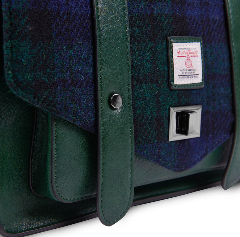 ACCESSORIES ISLANDER LARGE SATCHEL w HARRIS TWEED Black Watch