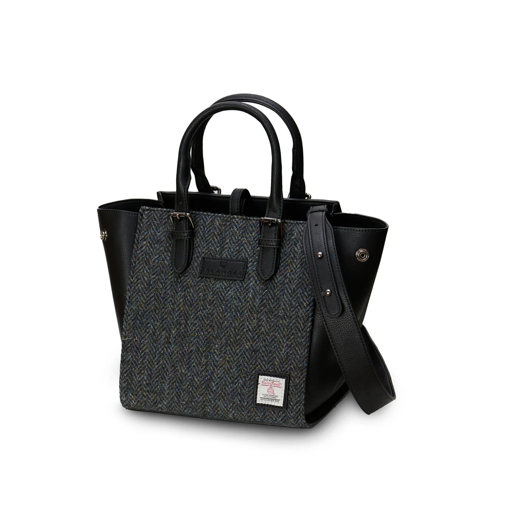 ACCESSORIES ISLANDER MEDIUM CAILLIE TOTE w HARRIS TWEED Black & Grey Herringbone