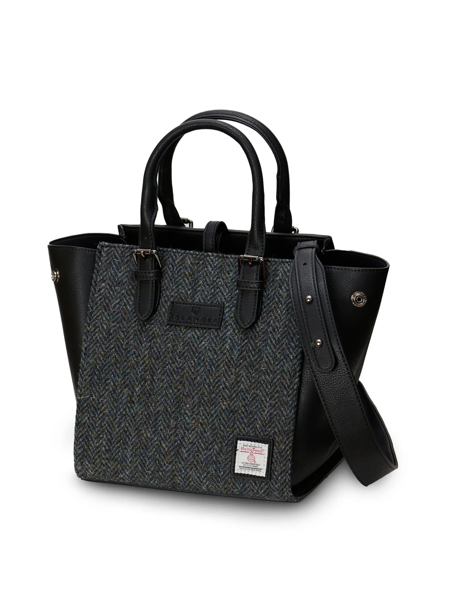 ACCESSORIES ISLANDER MEDIUM CAILLIE TOTE w HARRIS TWEED Black & Grey Herringbone