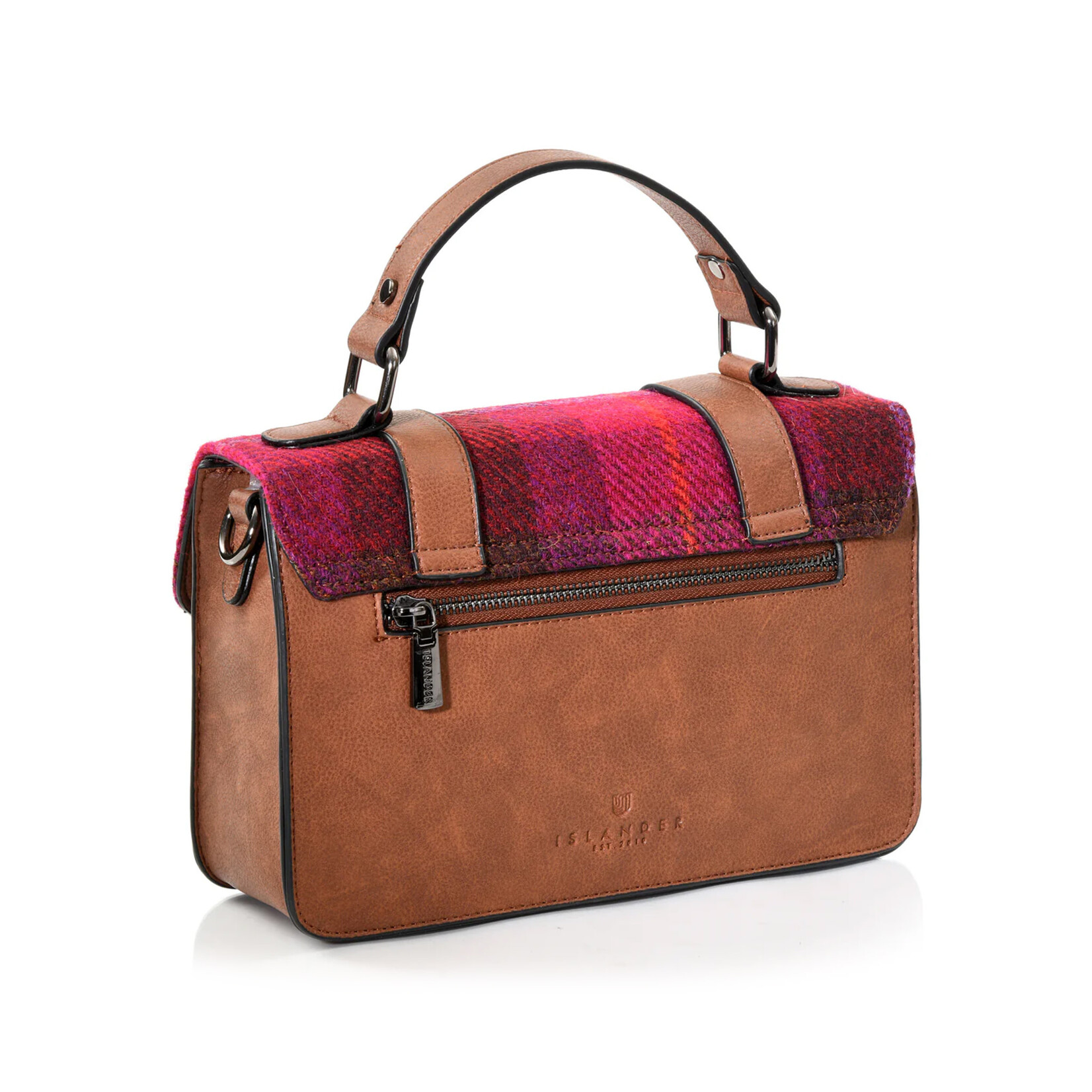 ACCESSORIES ISLANDER MEDIUM SATCHEL w HARRIS TWEED Fuchsia Tartan