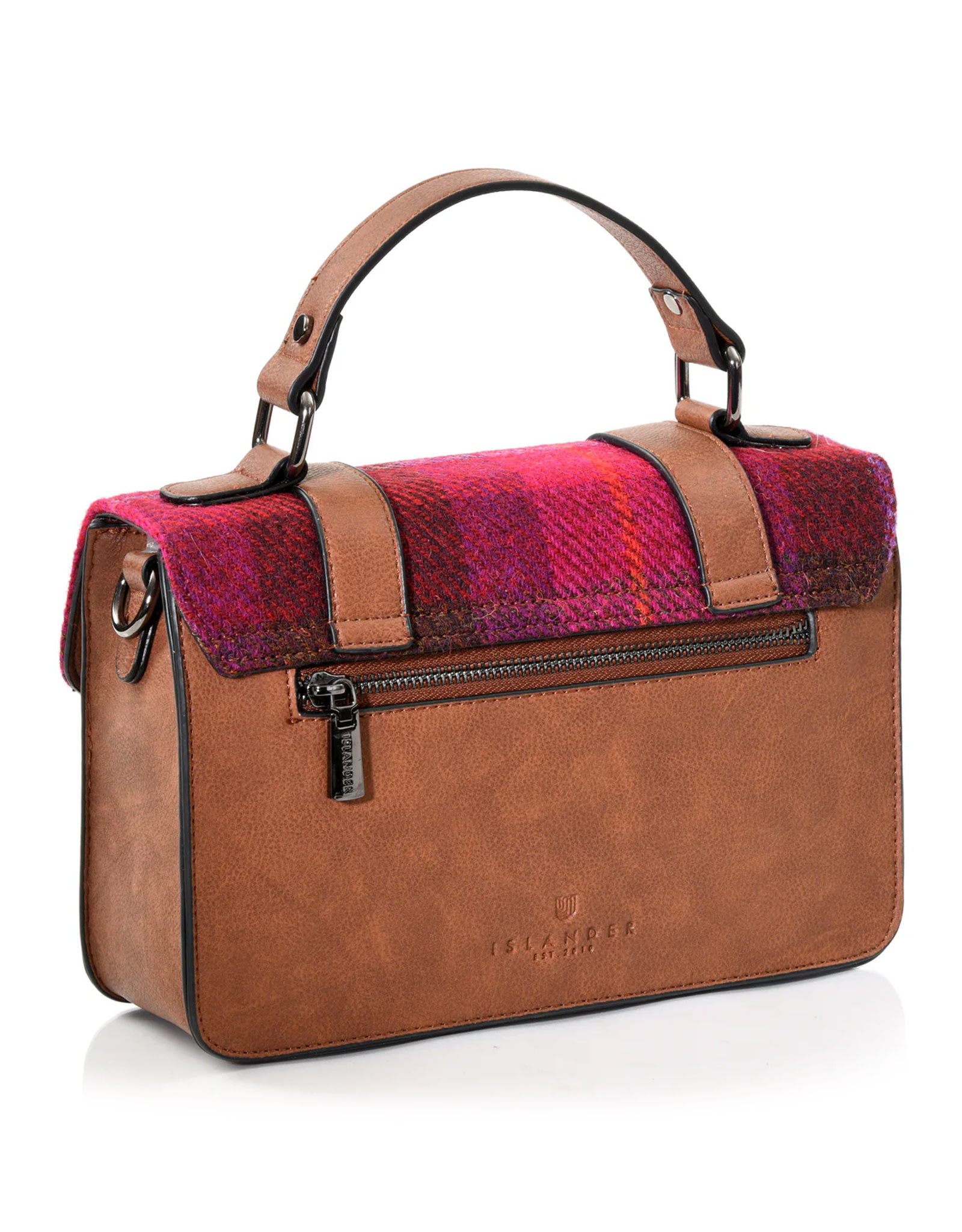 ACCESSORIES ISLANDER MEDIUM SATCHEL w HARRIS TWEED Fuchsia Tartan