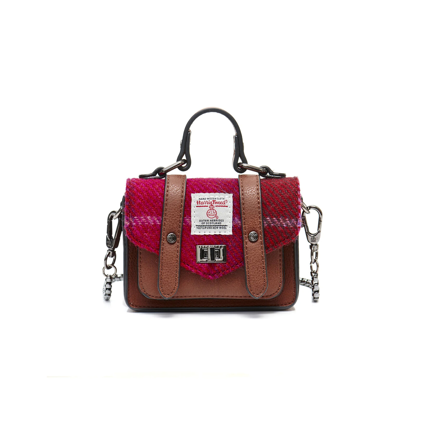 ACCESSORIES ISLANDER WEE SATCHEL w HARRIS TWEED Fuchsia Tartan