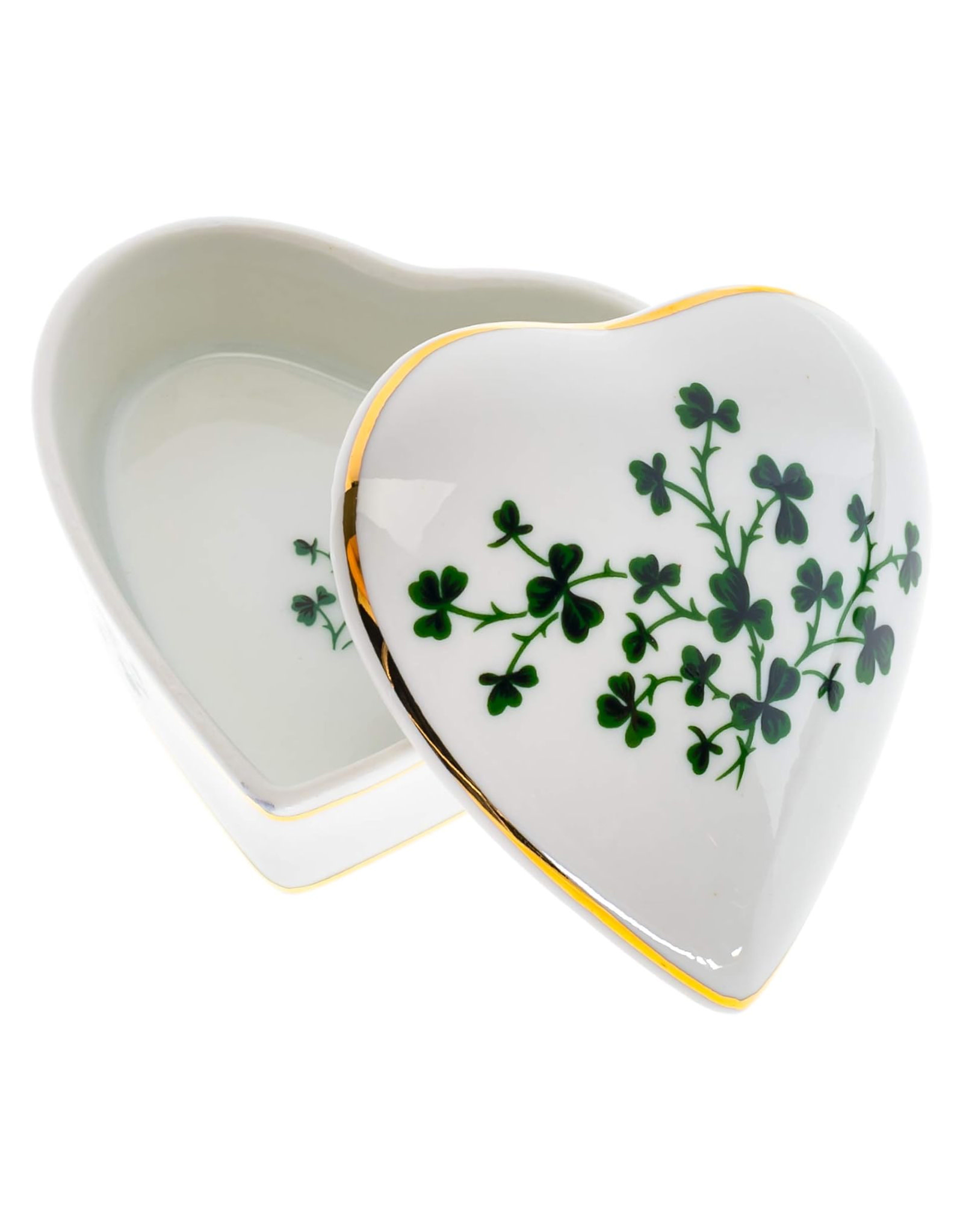 GIFTWARE HEART SHAPED SHAMROCK TRINKET BOX