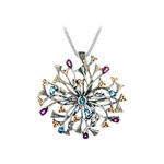 PENDANTS & NECKLACES KEITH JACK STERLING/10K RHAPSODY PENDANT w  BLUE TOPAZ & RHODOLITE