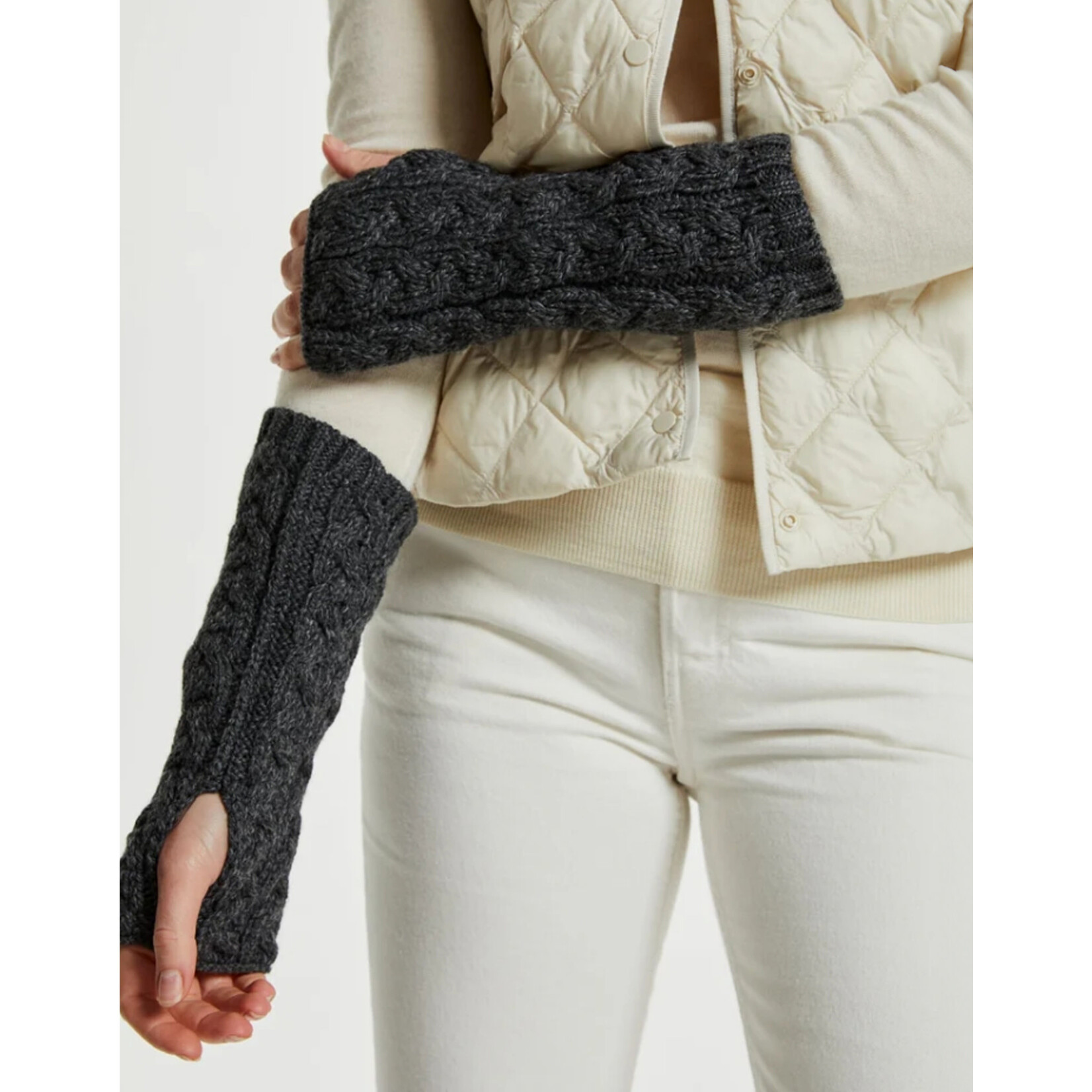 ACCESSORIES ARAN KNIT ADULT FINGERLESS MITTENS