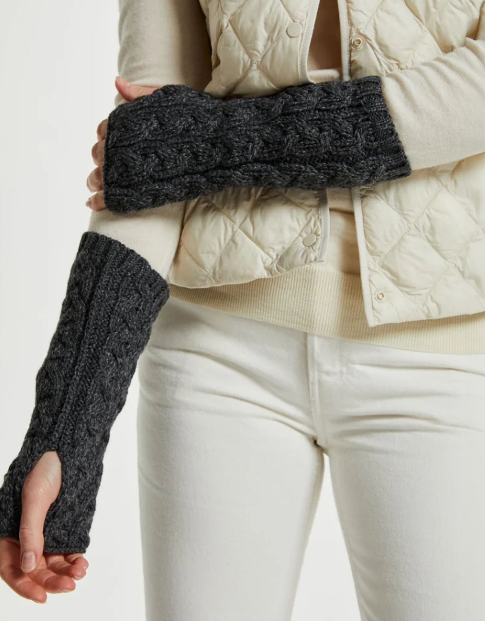 ACCESSORIES ARAN KNIT ADULT FINGERLESS MITTENS