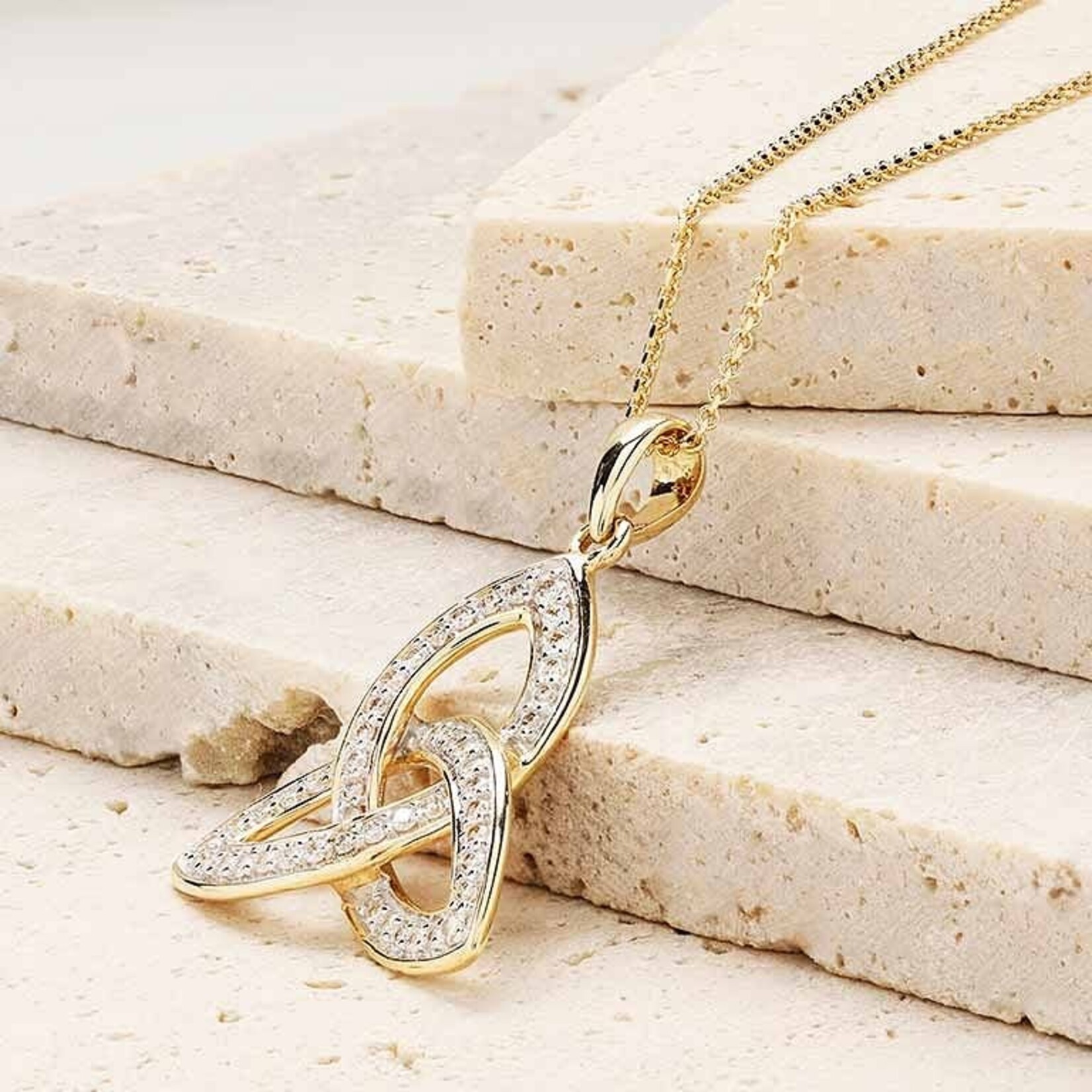 PENDANTS & NECKLACES SHANORE 14K GOLD TRINITY PENDANT w LAB GROWN DIAMONDS