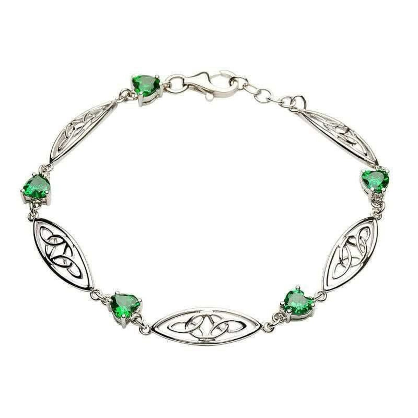 BRACELETS & BANGLES SHANORE STERLING TRINITY HEART BRACELET w GRN CZ