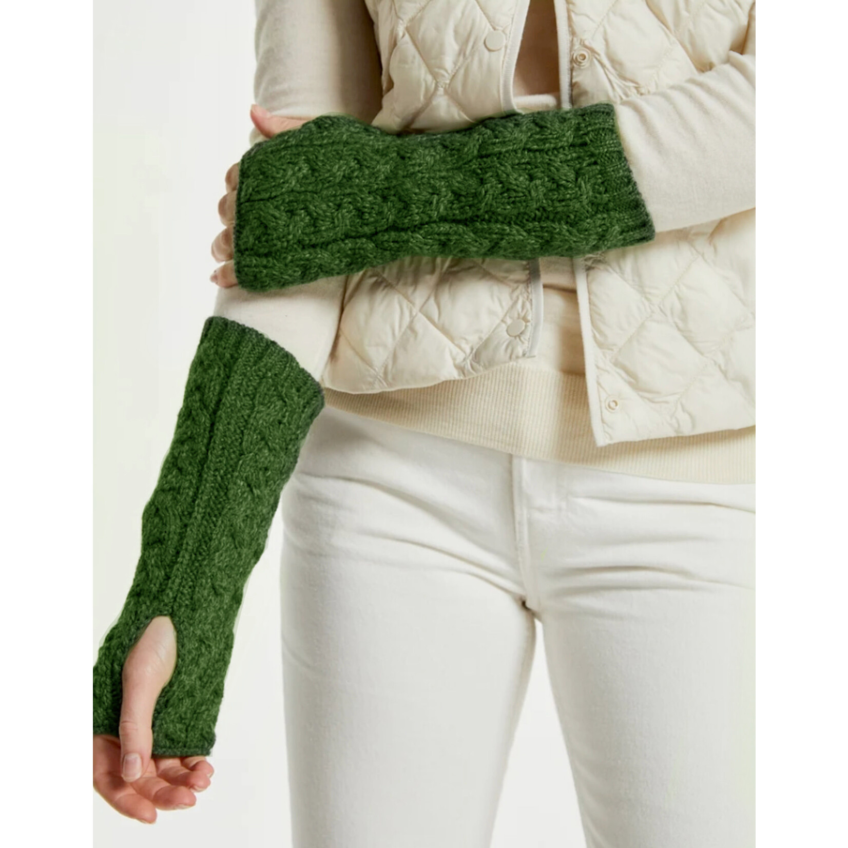 ACCESSORIES ARAN KNIT ADULT FINGERLESS MITTENS