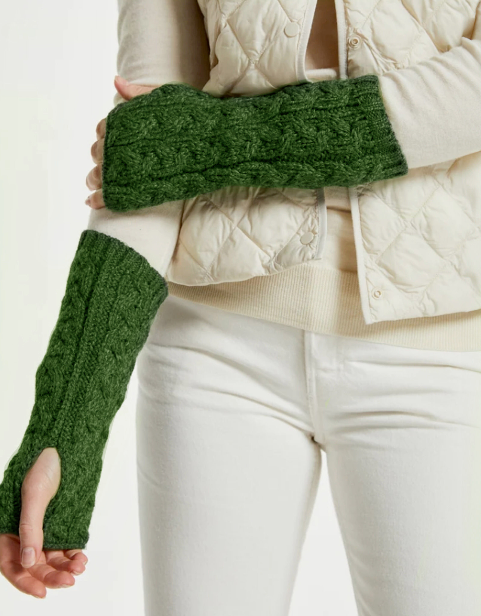 ACCESSORIES ARAN KNIT ADULT FINGERLESS MITTENS