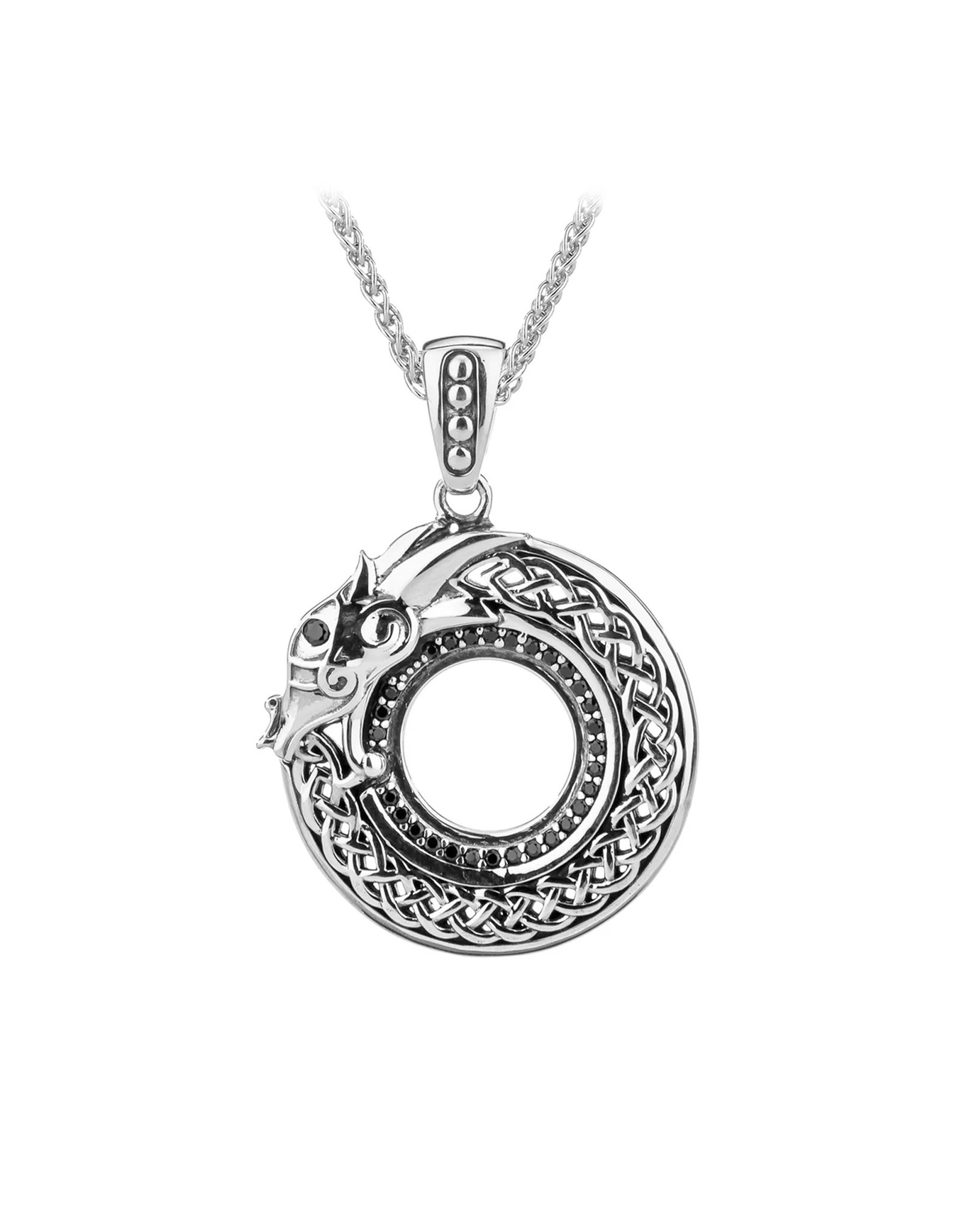 PENDANTS & NECKLACES KEITH JACK STERLING & BLK CZ NORSE DRAGON PENDANT