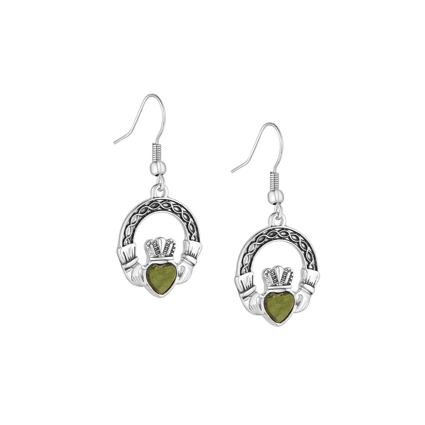 EARRINGS SOLVAR RHODIUM PLATE & CONNEMARA CLADDAGH EARRINGS