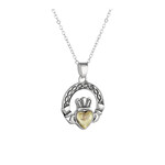 PENDANTS & NECKLACES SOLVAR RHODIUM PLATE & CONNEMARA CLADDAGH PENDANT
