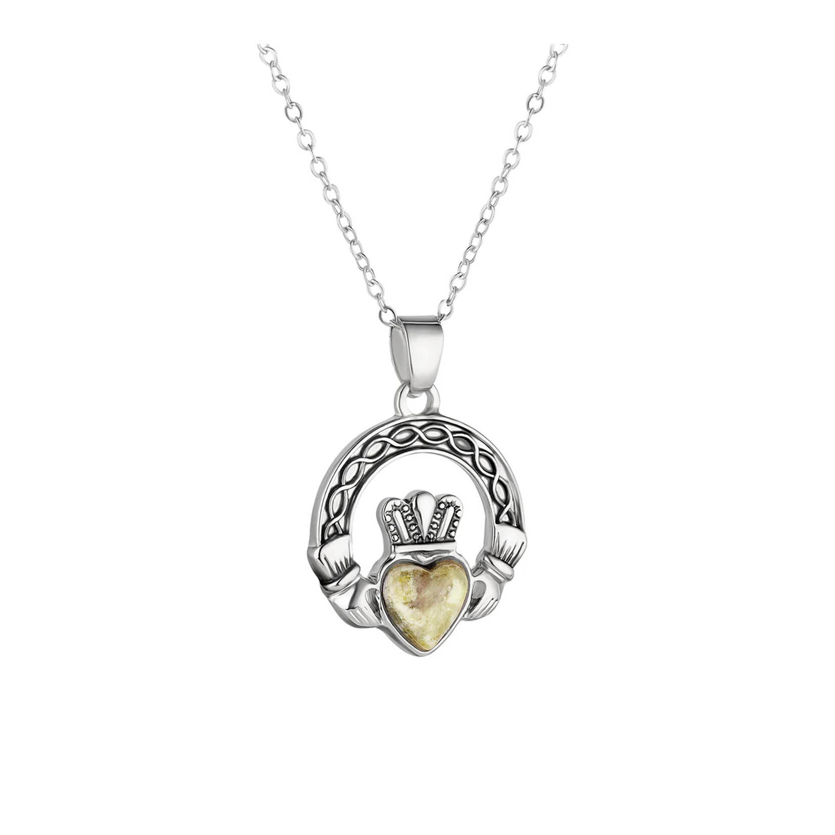 PENDANTS & NECKLACES SOLVAR RHODIUM PLATE & CONNEMARA CLADDAGH PENDANT