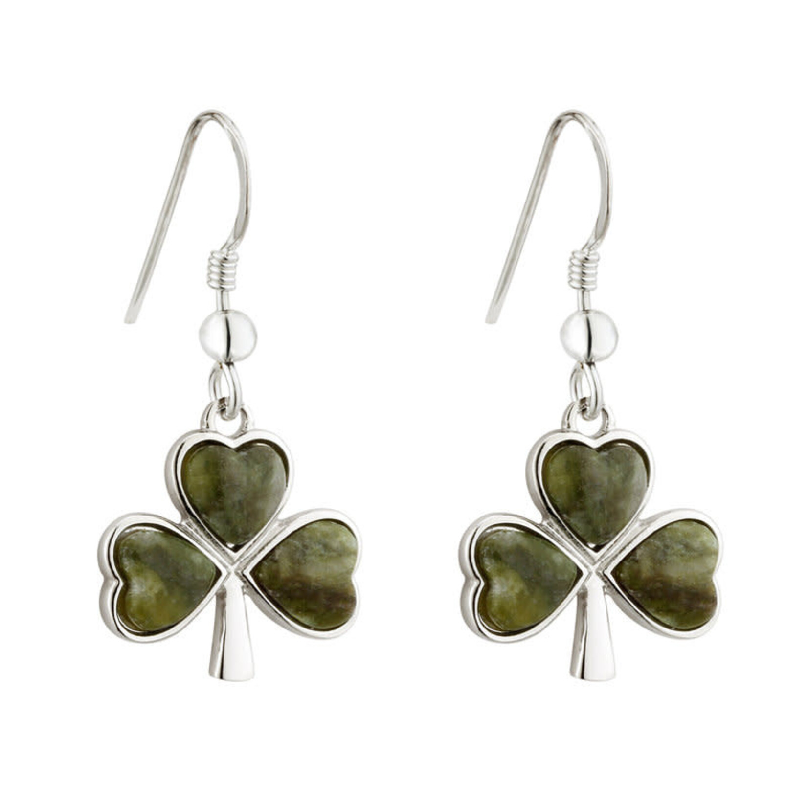 EARRINGS SOLVAR RHODIUM PLATE & CONNEMARA SHAMROCK EARRINGS