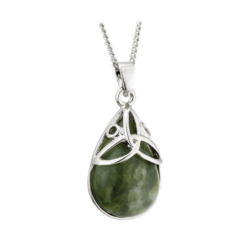 PENDANTS & NECKLACES SOLVAR RHODIUM & CONNEMARA TRINITY DROP PENDANT