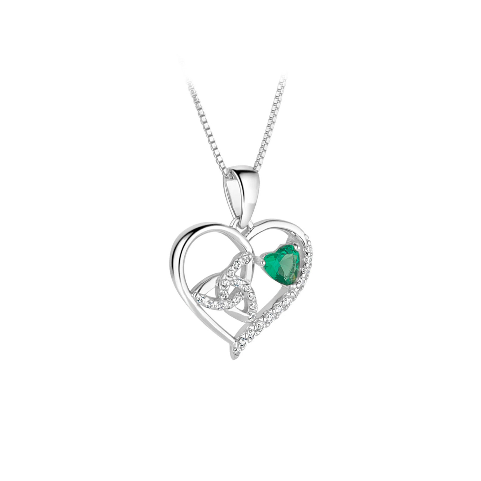 PENDANTS & NECKLACES SOLVAR STERLING TRINITY GREEN CZ HEART PENDANT