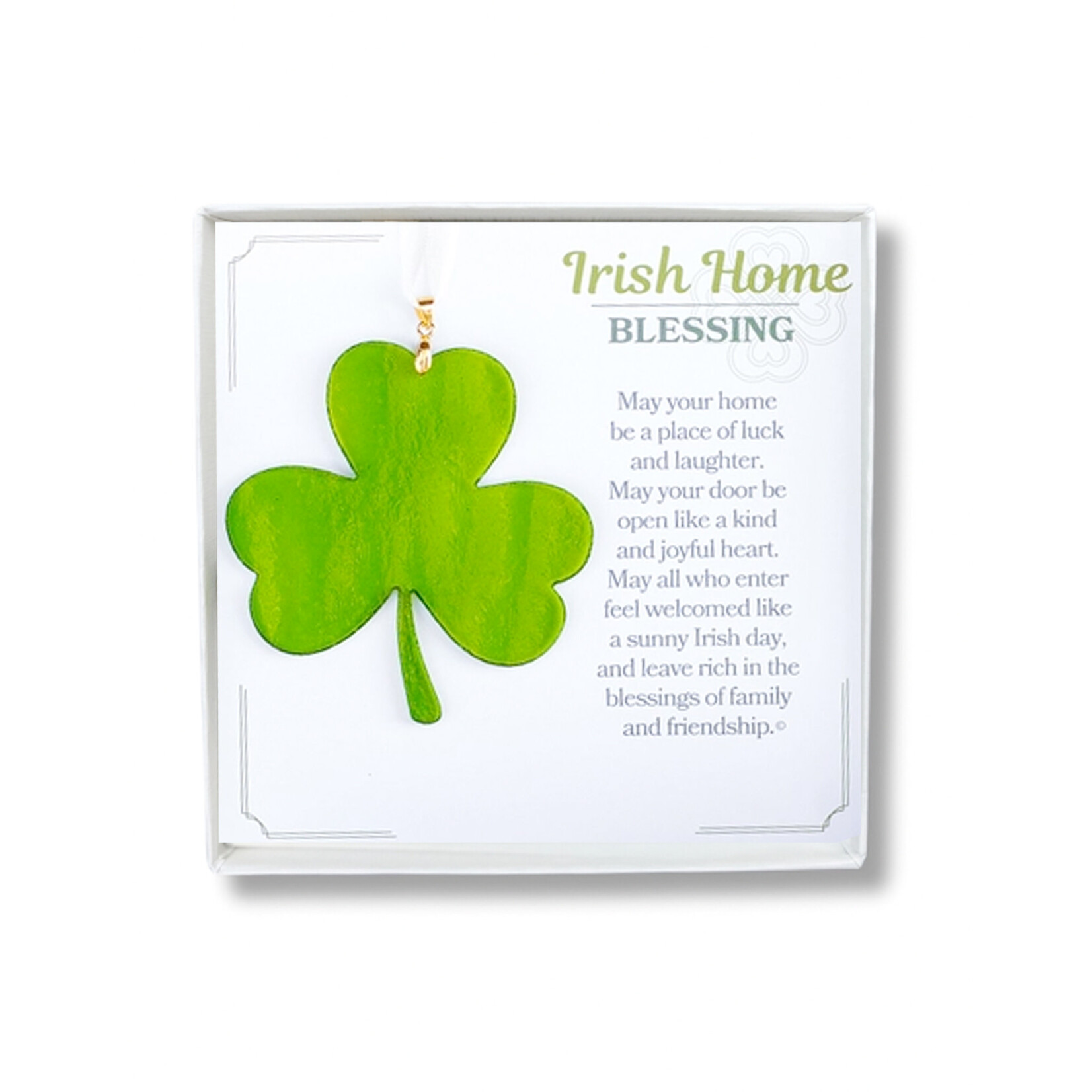 DECOR STAINED GLASS SHAMROCK - Irish Home Blessing