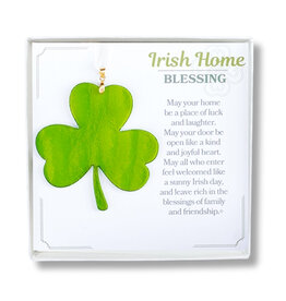 DECOR STAINED GLASS SHAMROCK - Irish Home Blessing