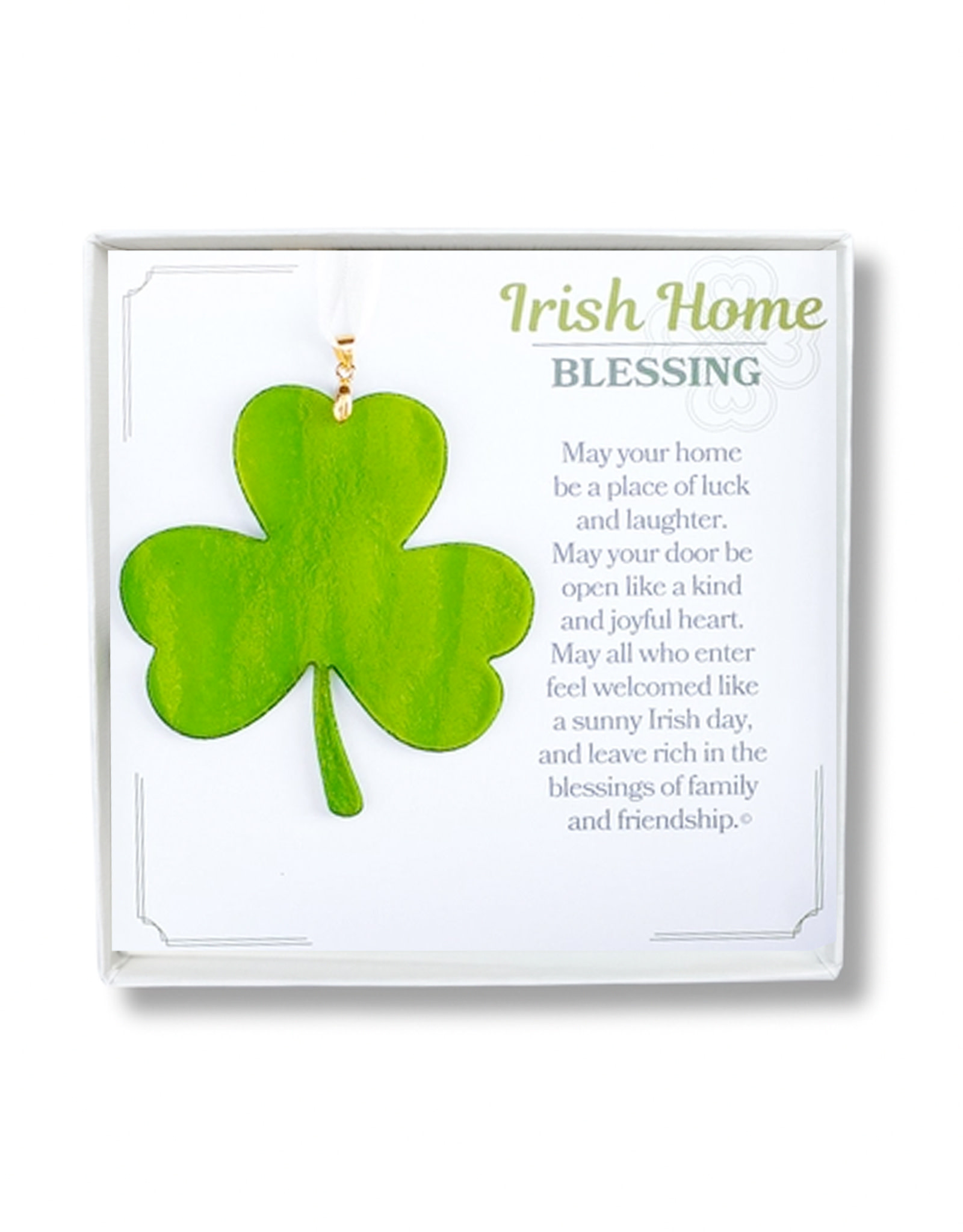 DECOR STAINED GLASS SHAMROCK - Irish Home Blessing