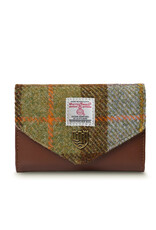 ACCESSORIES ISLANDER SML CLASP PURSE WALLET w HARRIS TWEED Chestnut & Blue Tartan