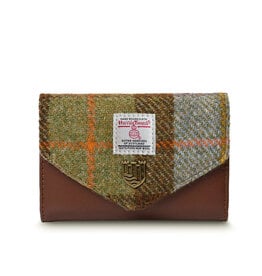 ACCESSORIES ISLANDER SML CLASP PURSE WALLET w HARRIS TWEED Chestnut & Blue Tartan
