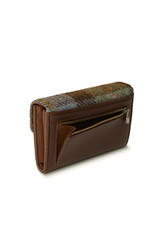 ACCESSORIES ISLANDER SML CLASP PURSE WALLET w HARRIS TWEED Chestnut & Blue Tartan
