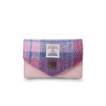 ACCESSORIES ISLANDER SML CLASP PURSE WALLET w HARRIS TWEED Pink & Blue Tartan