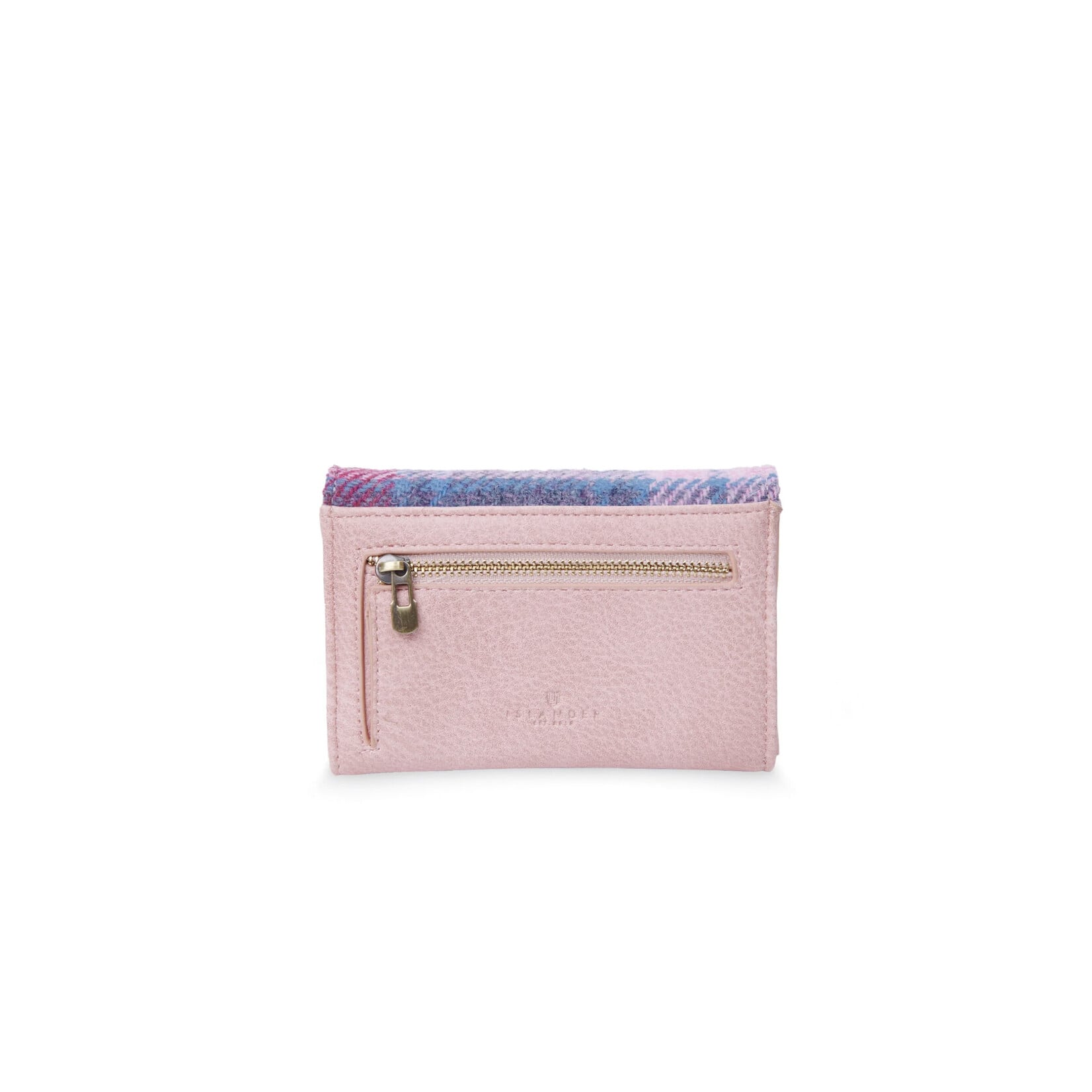 ACCESSORIES ISLANDER SML CLASP PURSE WALLET w HARRIS TWEED Pink & Blue Tartan