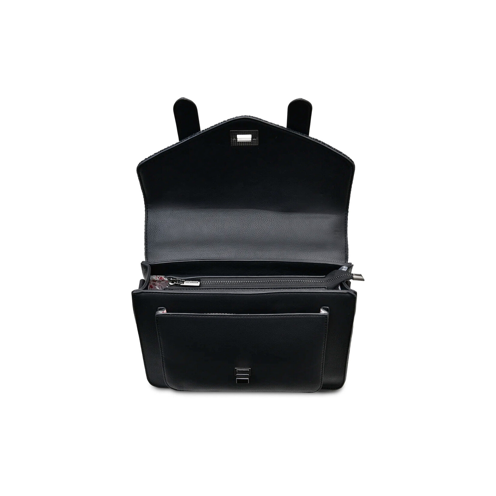 ACCESSORIES ISLANDER LARGE SATCHEL w HARRIS TWEED Black Herringbone