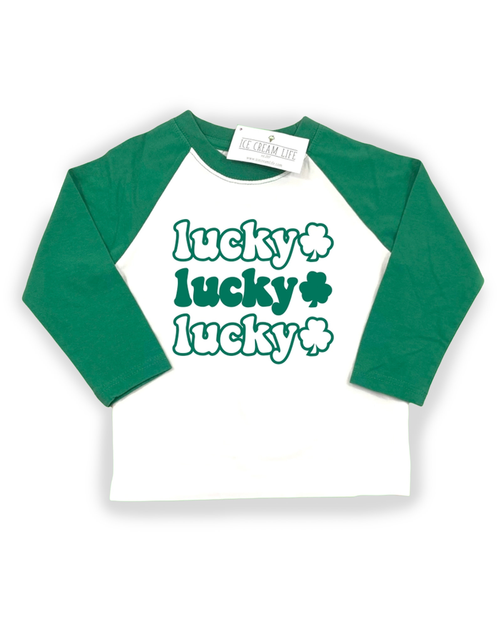 KIDS CLOTHES KIDS RAGLAN - REPEATING 'LUCKY'