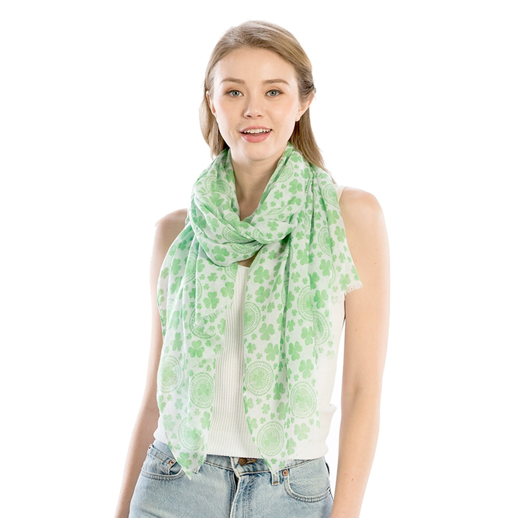 ST PATRICK'S DAY NOVELTY ST PATS SHAMROCK SCARF - White