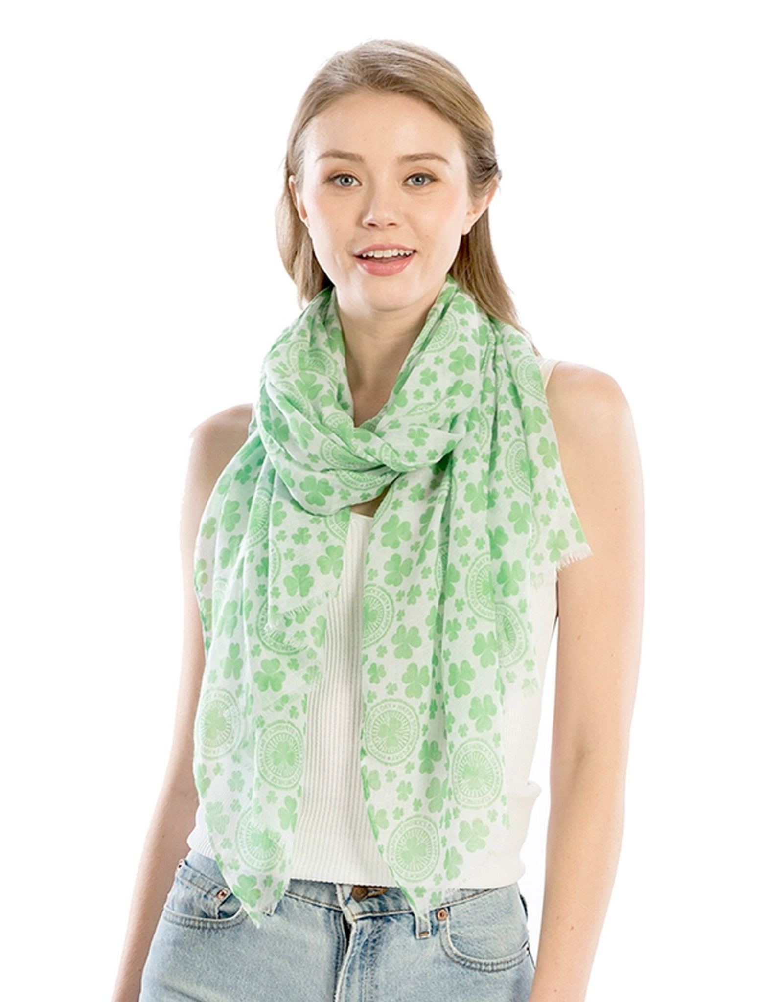 ST PATRICK'S DAY NOVELTY ST PATS SHAMROCK SCARF - White