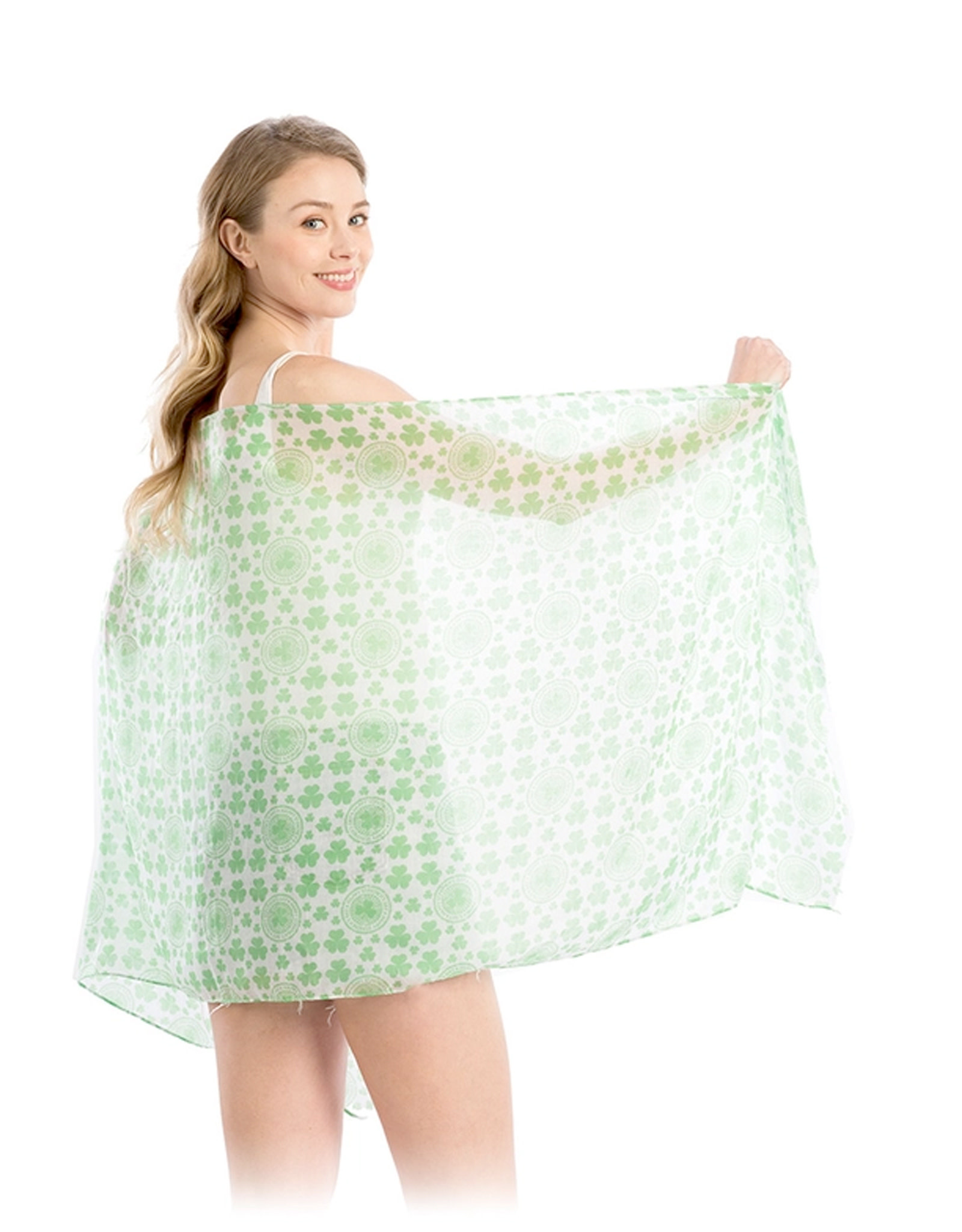 ST PATRICK'S DAY NOVELTY ST PATS SHAMROCK SCARF - White