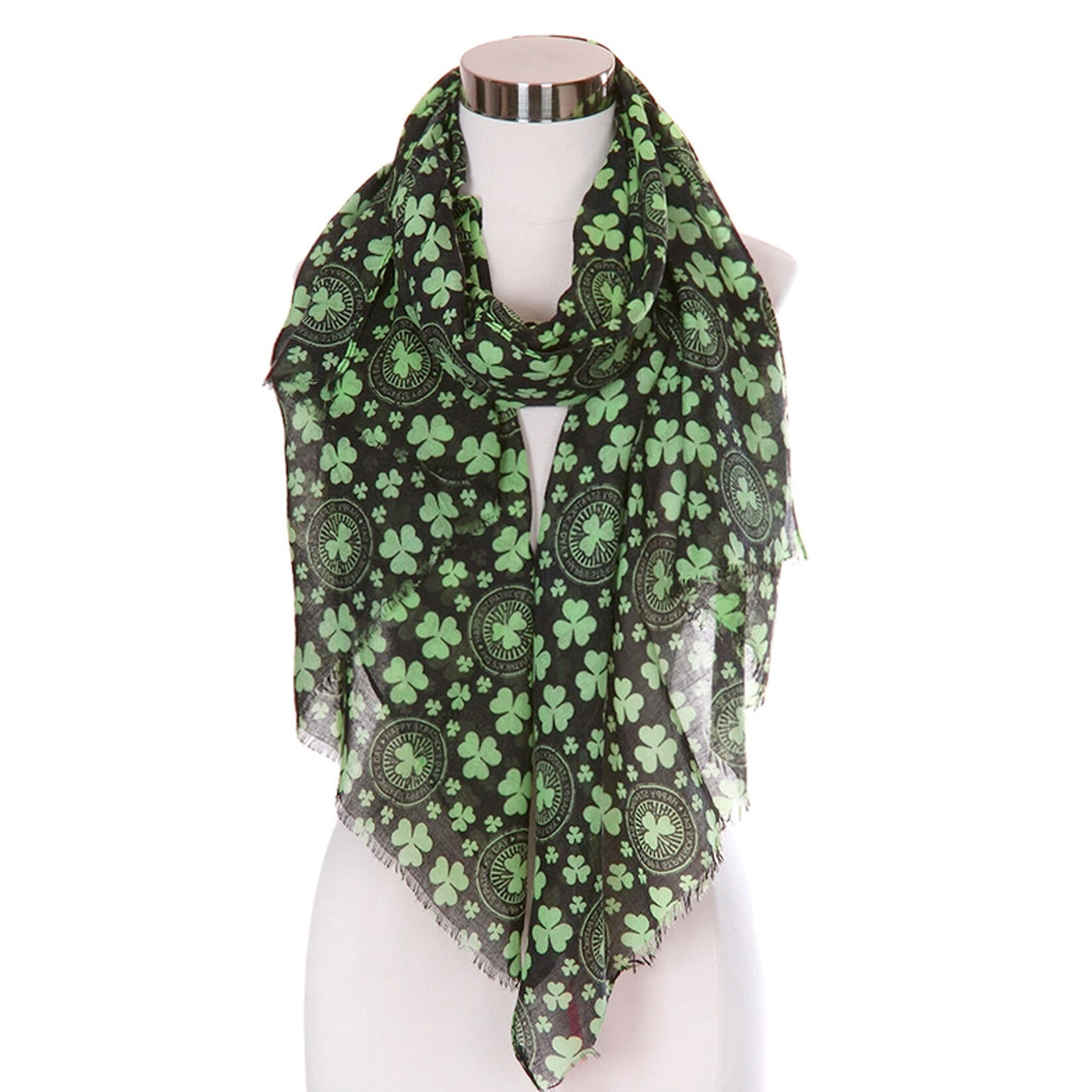 ST PATRICK'S DAY NOVELTY ST PATS SHAMROCK SCARF - Black