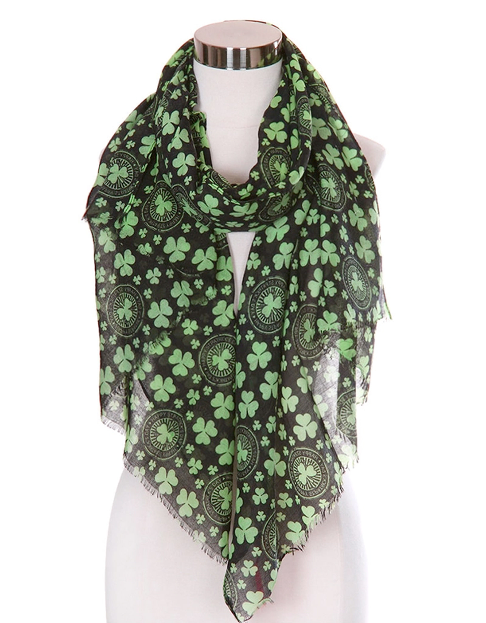 ST PATRICK'S DAY NOVELTY ST PATS SHAMROCK SCARF - Black