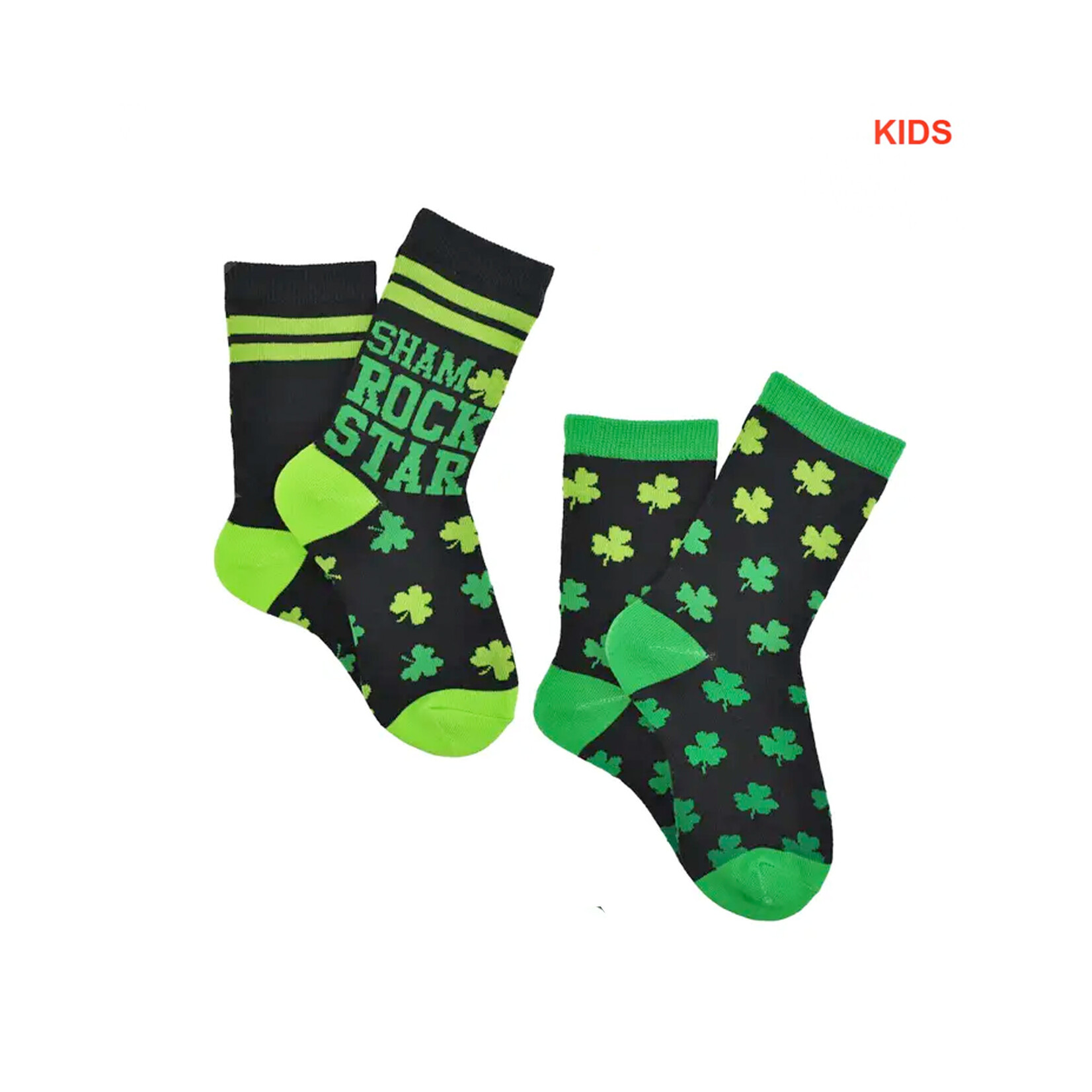 ST PATRICK'S DAY NOVELTY KIDS ST PATS SHAMROCK SOCKS - 2pk
