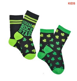 ST PATRICK'S DAY NOVELTY KIDS ST PATS SHAMROCK SOCKS - 2pk