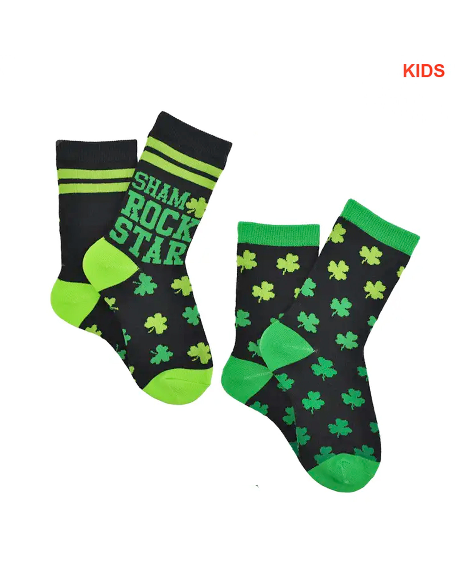 ST PATRICK'S DAY NOVELTY KIDS ST PATS SHAMROCK SOCKS - 2pk