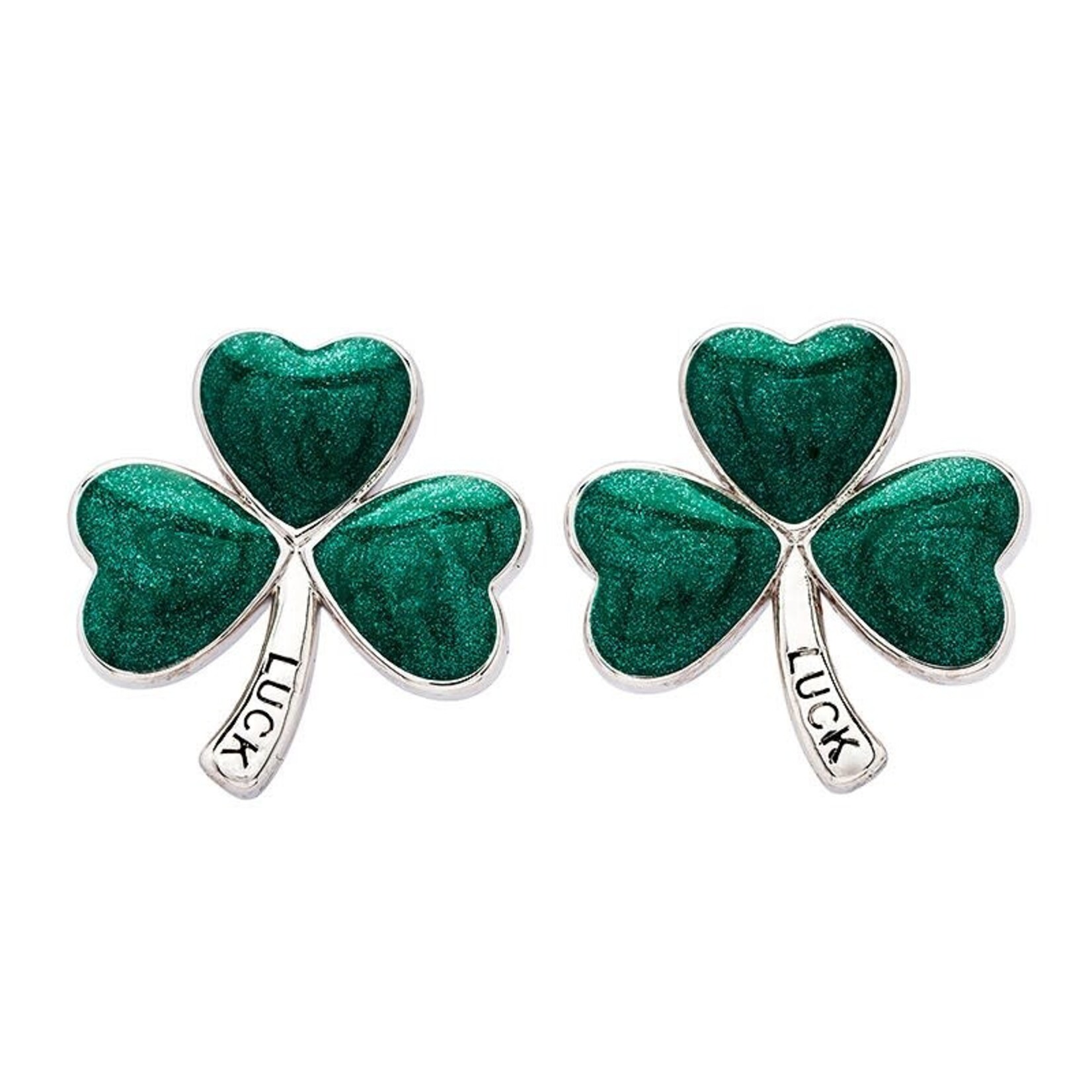 EARRINGS SHANORE PLATINUM PLATED SHAMROCK STUD EARRINGS
