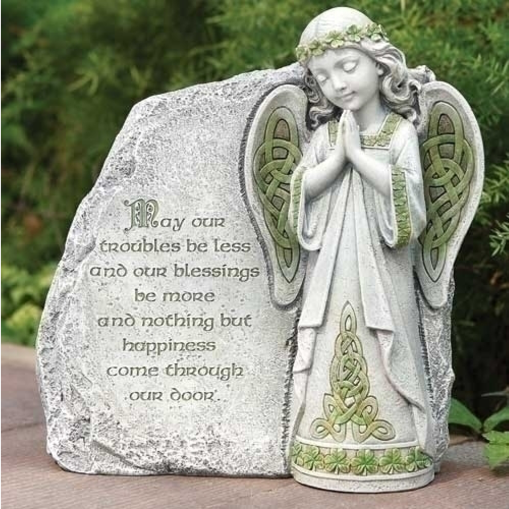 GARDEN CELTIC GARDEN ANGEL w.  BLESSING STONE