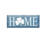 PLAQUES, SIGNS & POSTERS HOME WOOD SIGN w SHAMROCK - Blue