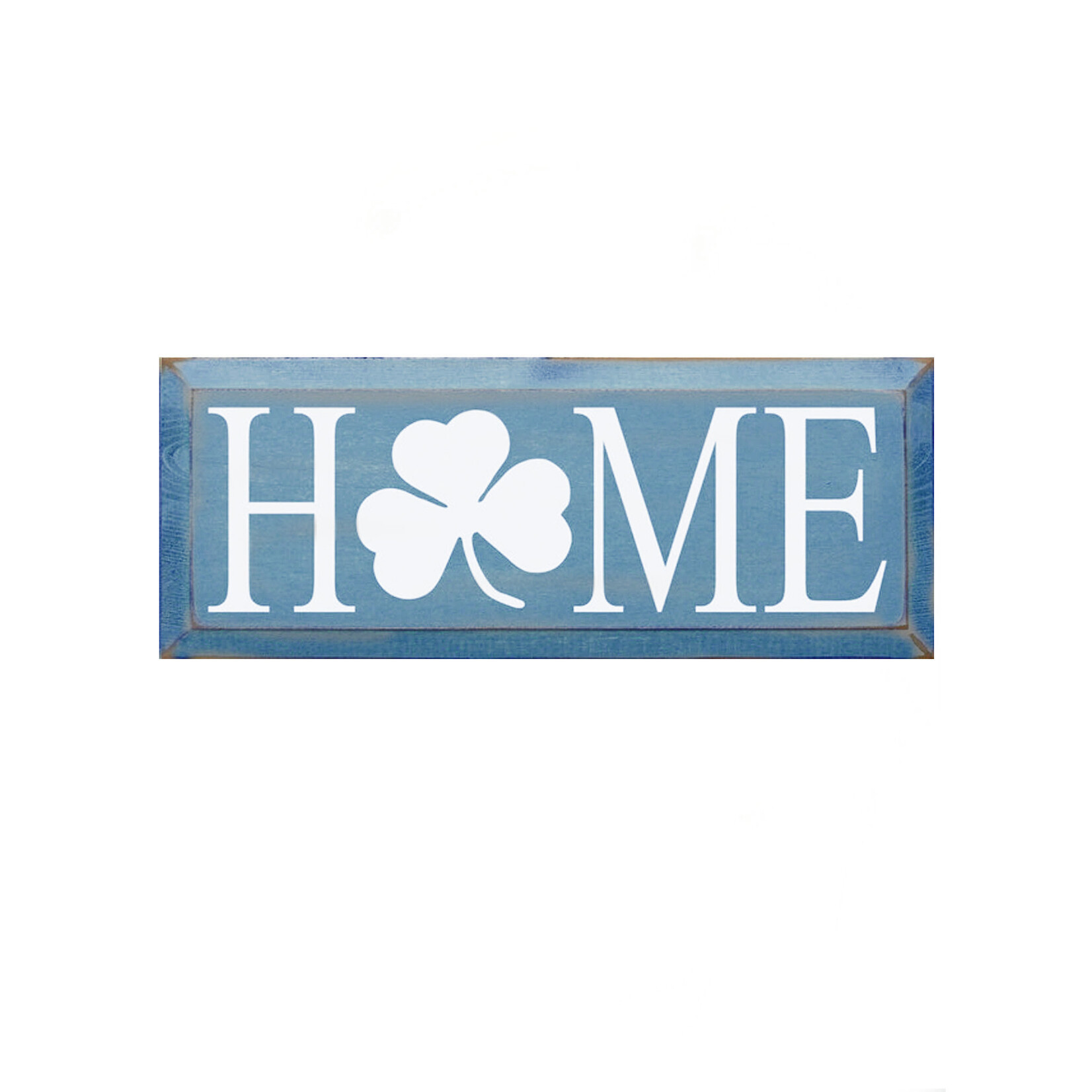 PLAQUES, SIGNS & POSTERS HOME WOOD SIGN w SHAMROCK - Blue
