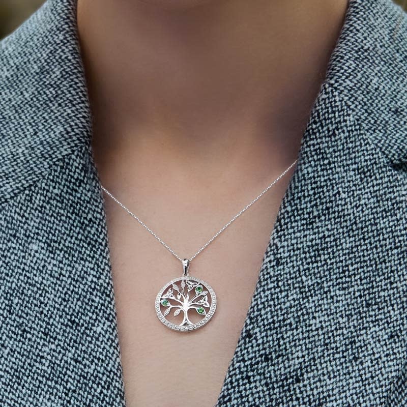 PENDANTS & NECKLACES SOLVAR STERLING CRYSTAL ILLUSION TREE of LIFE PENDANT