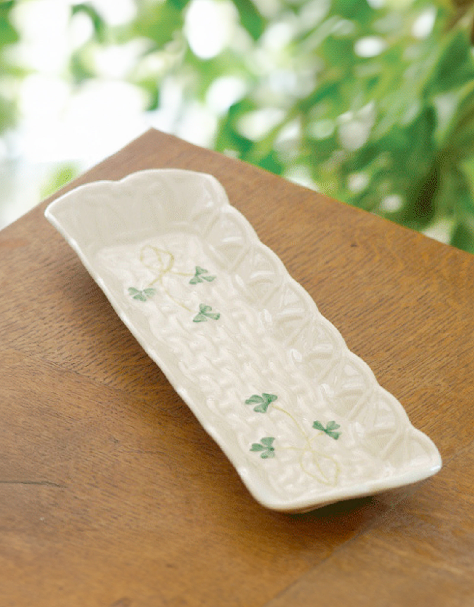 PLATES, TRAYS & DISHES BELLEEK SHAMROCK MINT TRAY