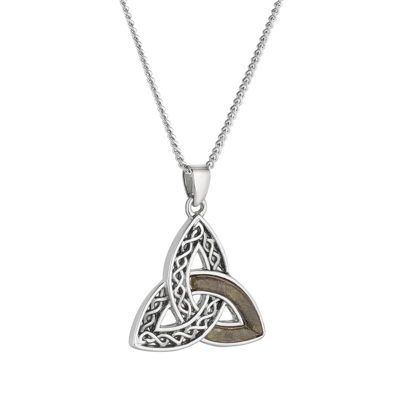 PENDANTS & NECKLACES SOLVAR PLATED CELTIC TRINITY PENDANT w CONNEMARA