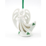 RELIGIOUS SHAMROCK ANGEL ORNAMENT