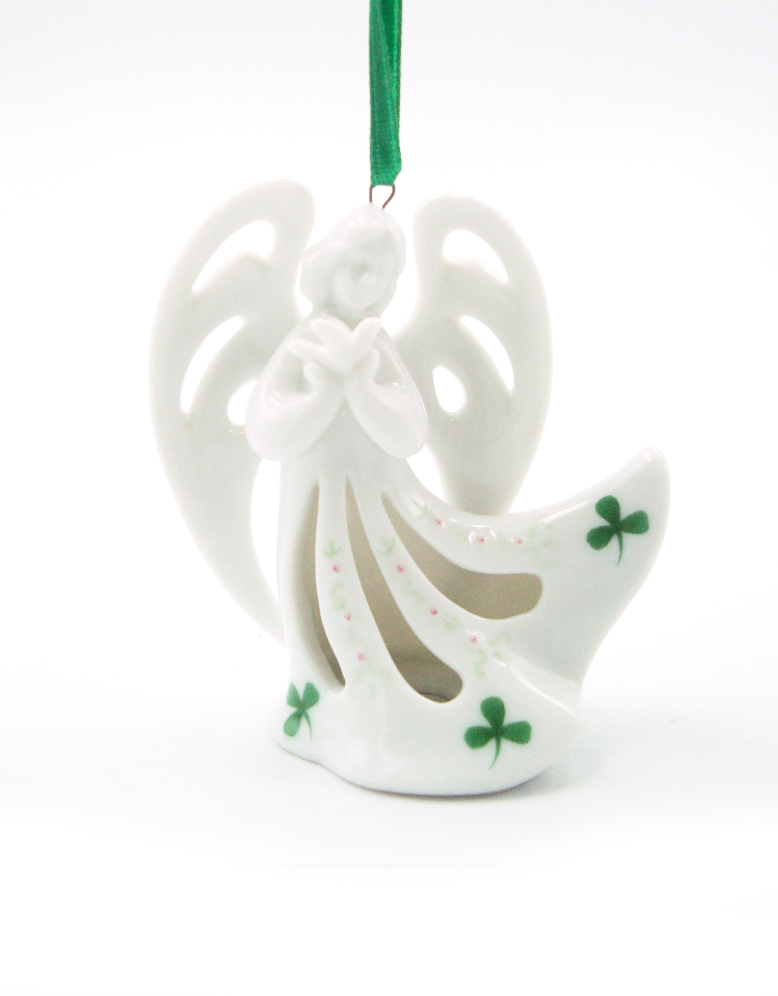 RELIGIOUS SHAMROCK ANGEL ORNAMENT